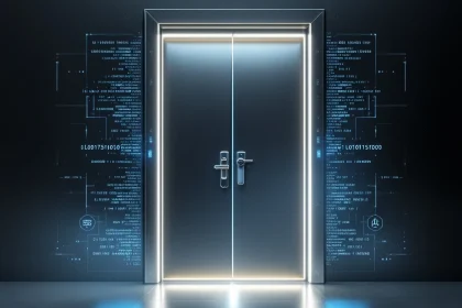 Une porte fermée, une clé numérique est nécessaire pour l'ouvrir